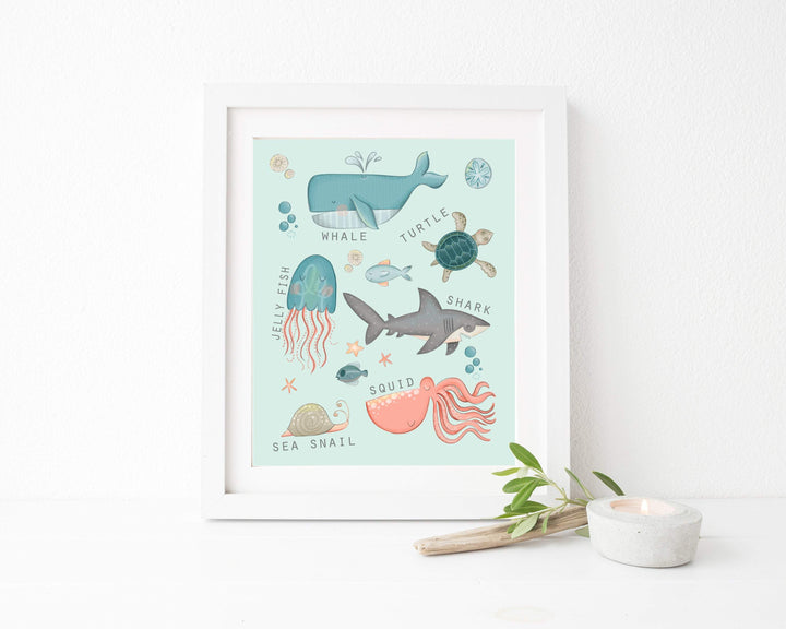 Under the sea wall art nursery art print baby nursery bedroom decor