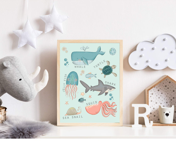 Under the sea wall art nursery art print baby nursery bedroom decor
