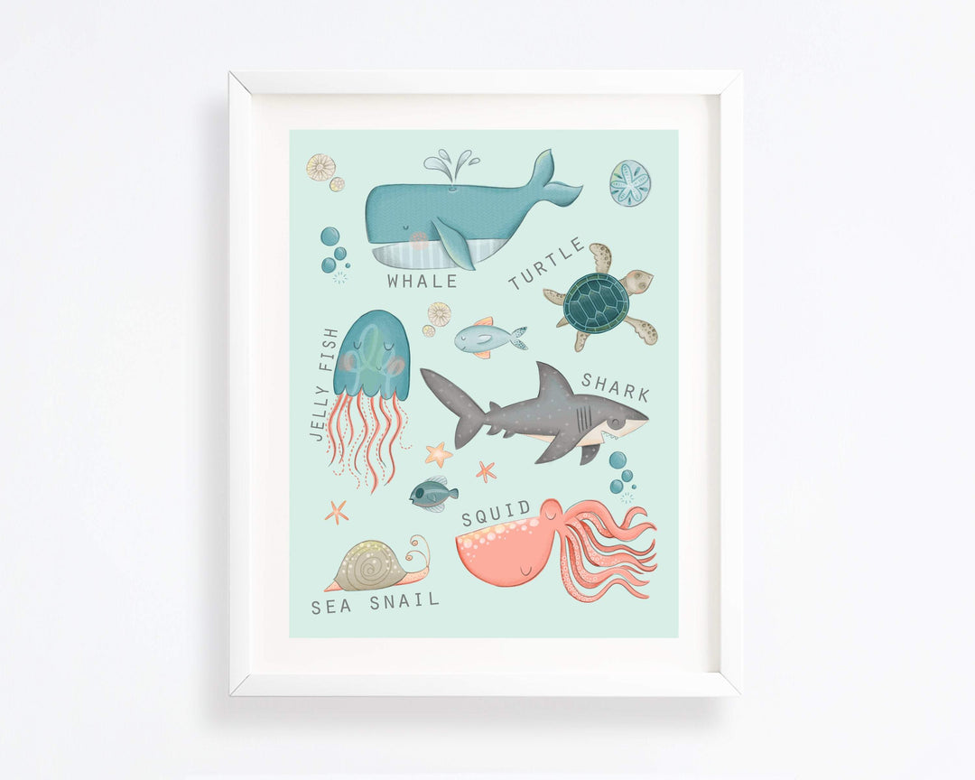 Under the sea wall art nursery art print baby nursery bedroom decor