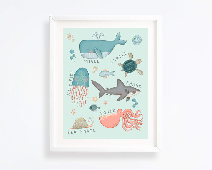 Under the sea wall art nursery art print baby nursery bedroom decor