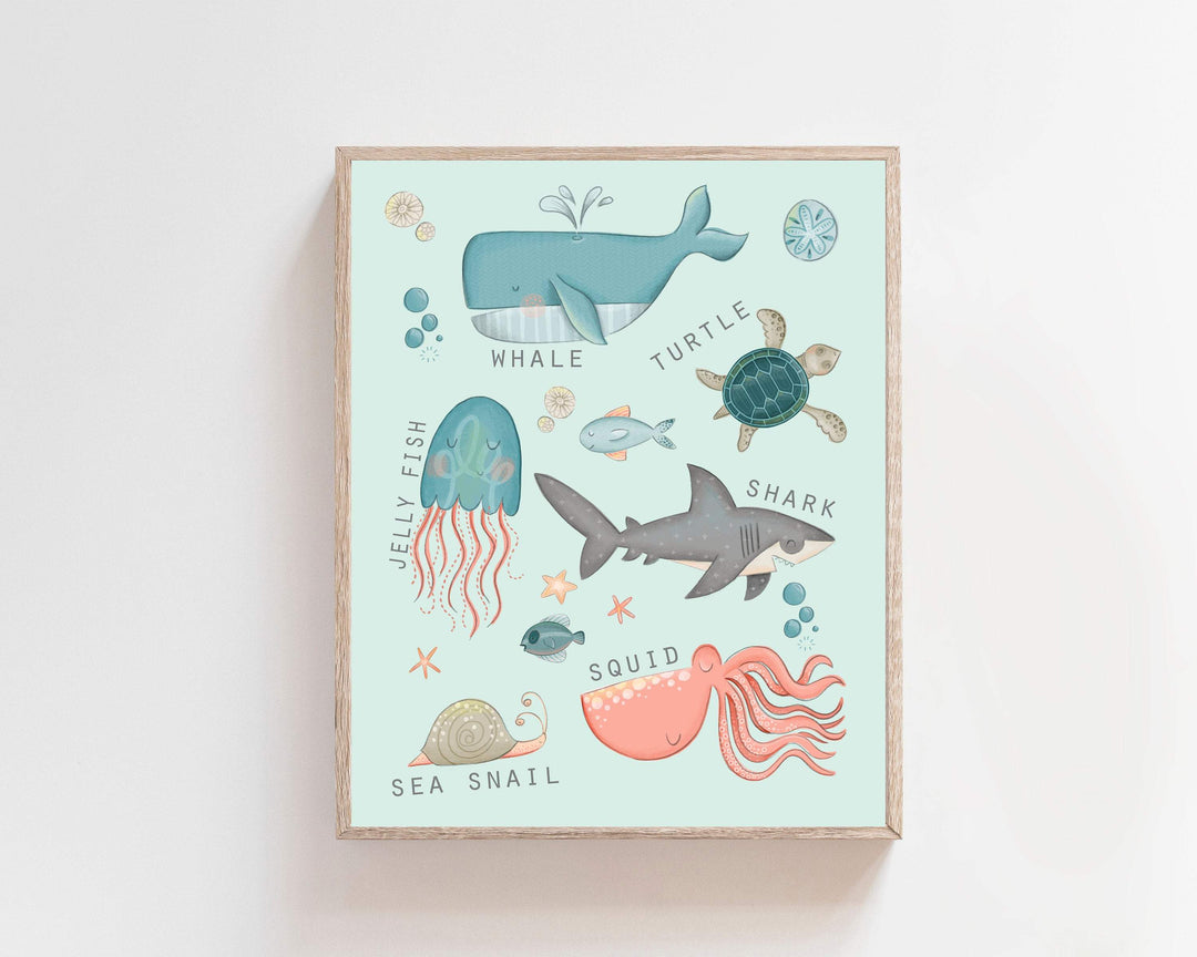 Under the sea wall art nursery art print baby nursery bedroom decor