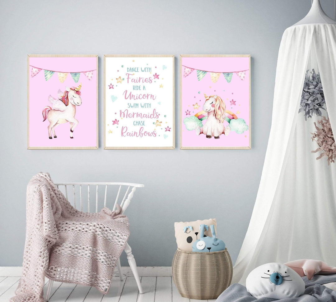 Unicorn Printable wall art - Unicorn print set - Girls room decor - Baby girl wall art - Unicorn art prints - Unicorn nursery art - H1747 nursery art print baby nursery bedroom decor