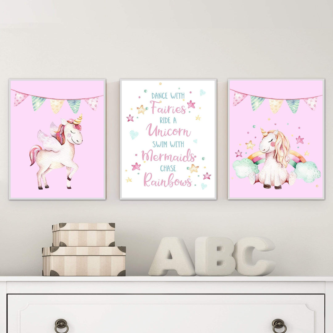 Unicorn Printable wall art - Unicorn print set - Girls room decor - Baby girl wall art - Unicorn art prints - Unicorn nursery art - H1747 nursery art print baby nursery bedroom decor