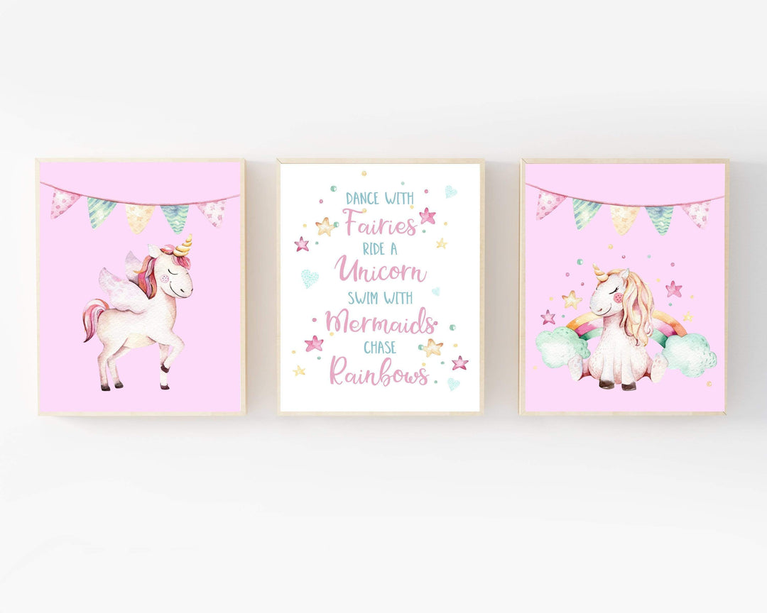 Unicorn Printable wall art - Unicorn print set - Girls room decor - Baby girl wall art - Unicorn art prints - Unicorn nursery art - H1747 nursery art print baby nursery bedroom decor