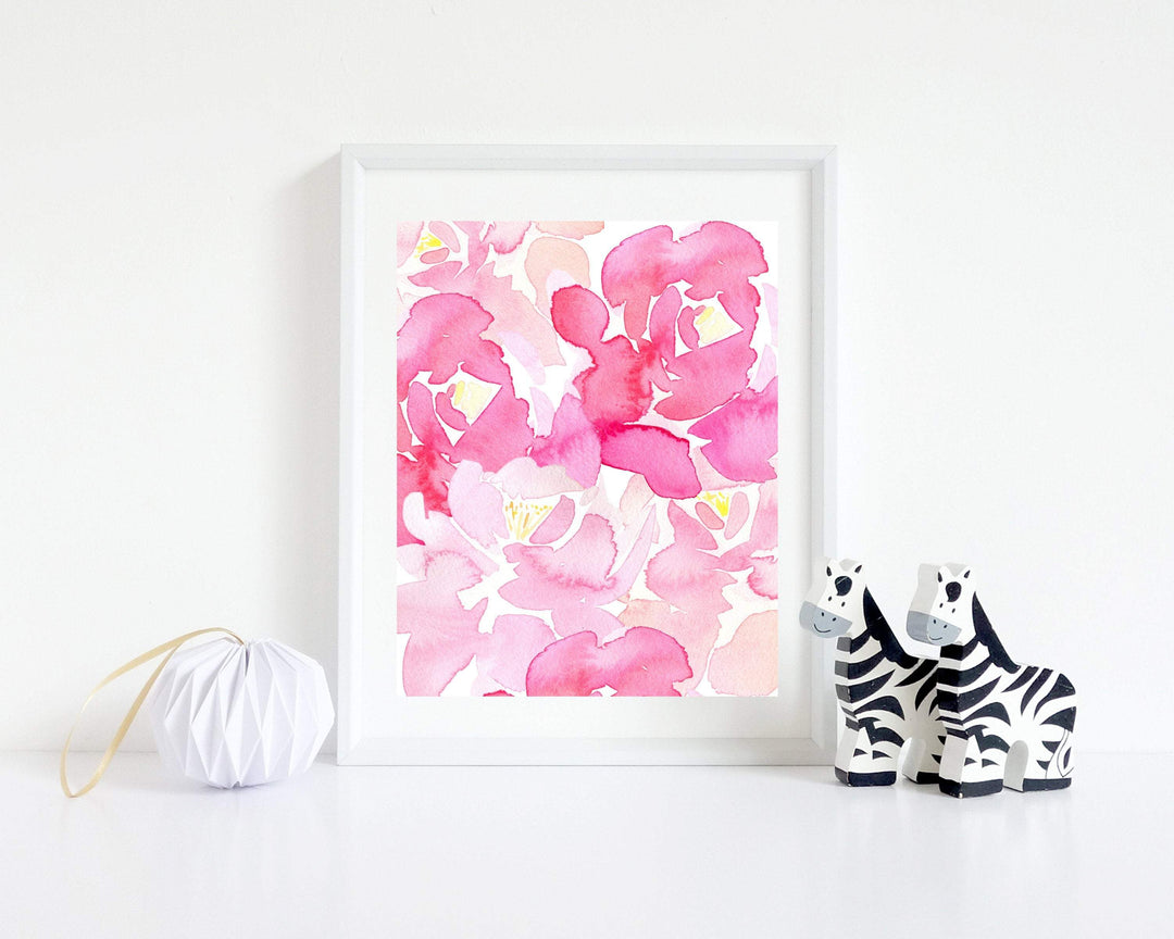 Watercolor flowers - pink floral wall art - mesmerising burst of pink home decor - download - H1390 nursery art print baby nursery bedroom decor