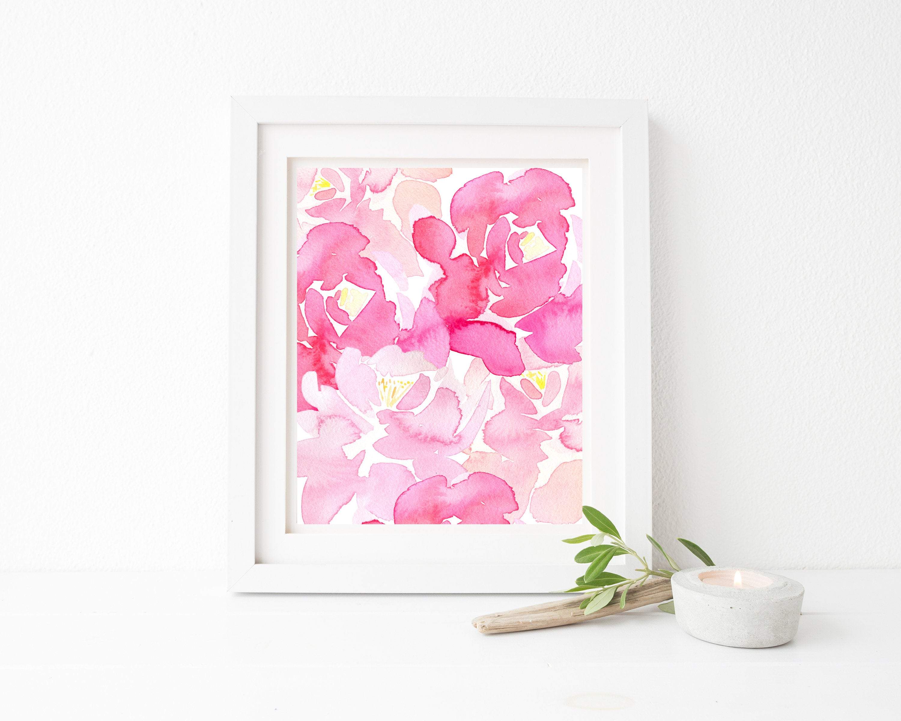 Watercolor flowers - pink floral wall art - mesmerising burst of pink home decor - download - H1390 nursery art print baby nursery bedroom decor