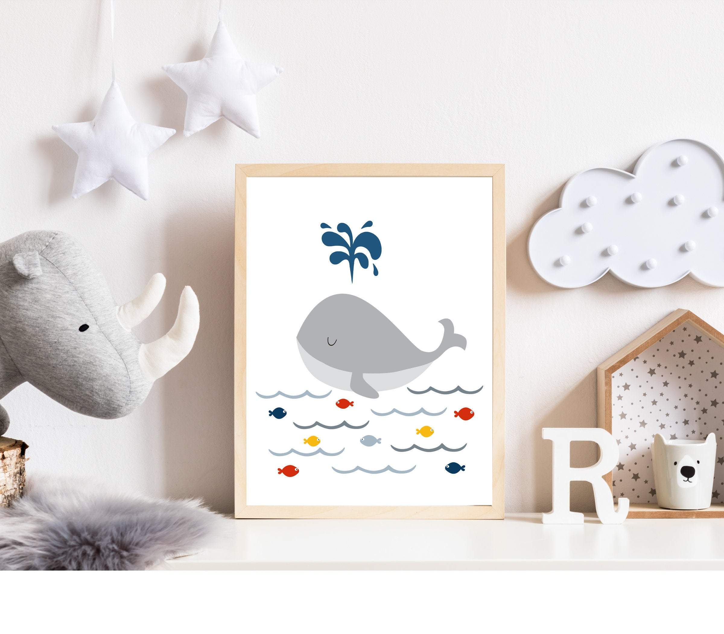 Whale nursery prints nursery art print baby nursery bedroom decor