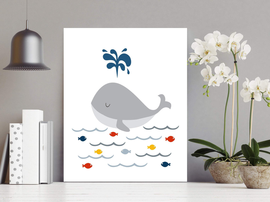 Whale nursery prints nursery art print baby nursery bedroom decor
