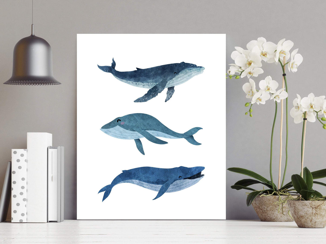 Whale wall art - Boy nursery wall art - Nautical wall decor - Nautical nursery - Baby nautical nursery - Whale art print - Sea animals H1785 nursery art print baby nursery bedroom decor
