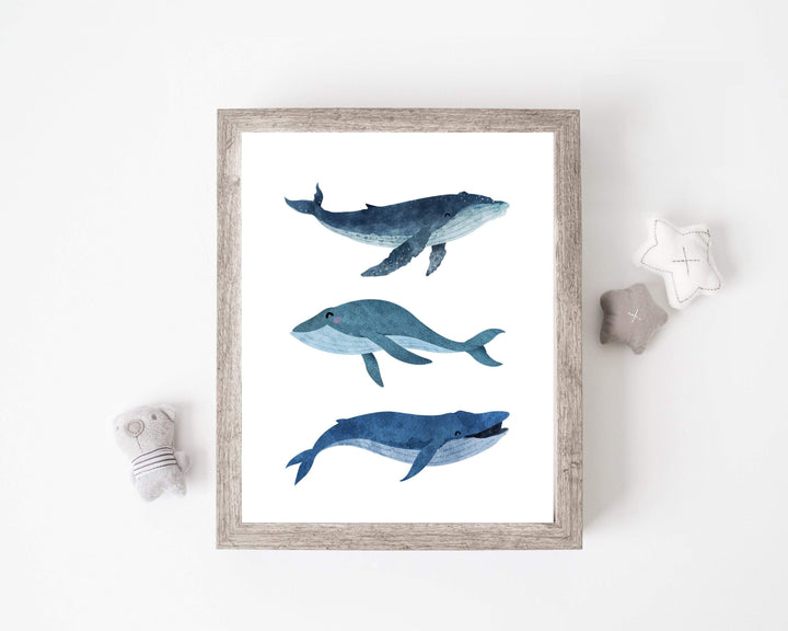 Whale wall art - Boy nursery wall art - Nautical wall decor - Nautical nursery - Baby nautical nursery - Whale art print - Sea animals H1785 nursery art print baby nursery bedroom decor