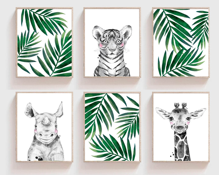 Wildlife wall art print | African animals nursery art print baby nursery bedroom decor