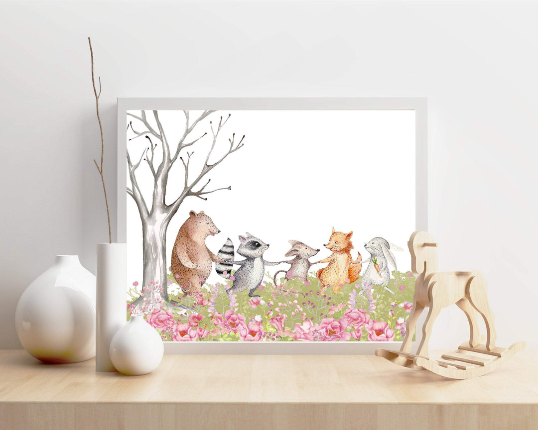 Woodland art print - Printable girls room - Baby girl nursery wall art - Woodland nursery decor girl - Girl nursery decor - Girl gifts nursery art print baby nursery bedroom decor