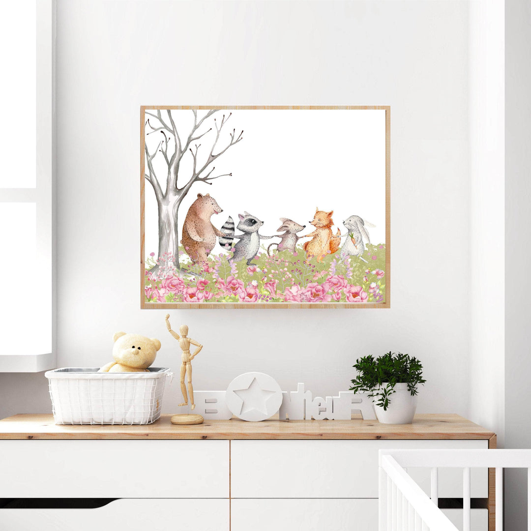 Woodland art print - Printable girls room - Baby girl nursery wall art - Woodland nursery decor girl - Girl nursery decor - Girl gifts nursery art print baby nursery bedroom decor