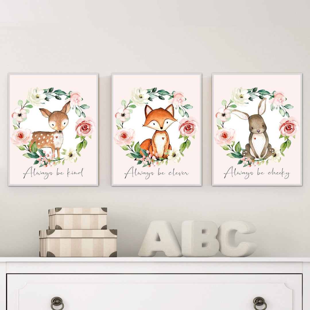 Woodland nursery decor girl - Baby girl nursery decor - Woodland nursery decor - Woodland nursery prints - Woodland animals printable -H2071 nursery art print baby nursery bedroom decor