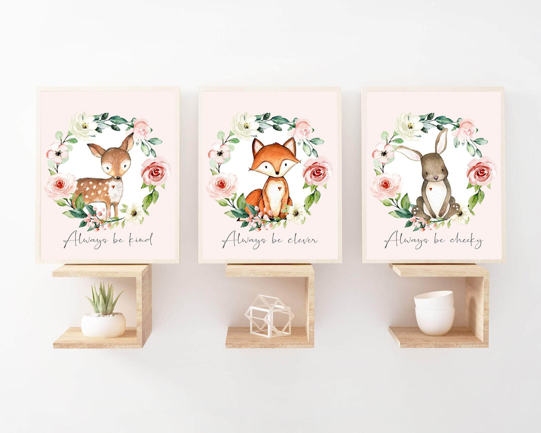 Woodland nursery decor girl - Baby girl nursery decor - Woodland nursery decor - Woodland nursery prints - Woodland animals printable -H2071 nursery art print baby nursery bedroom decor