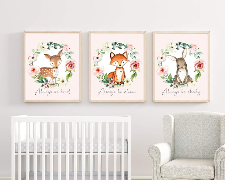Woodland nursery decor girl - Baby girl nursery decor - Woodland nursery decor - Woodland nursery prints - Woodland animals printable -H2071 nursery art print baby nursery bedroom decor