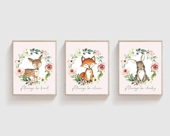 Woodland nursery decor girl - Baby girl nursery decor - Woodland nursery decor - Woodland nursery prints - Woodland animals printable -H2071 nursery art print baby nursery bedroom decor