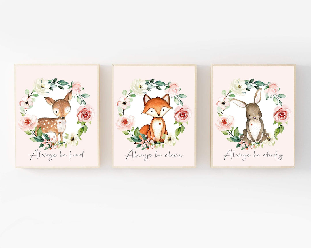 Woodland nursery decor girl - Baby girl nursery decor - Woodland nursery decor - Woodland nursery prints - Woodland animals printable -H2071 nursery art print baby nursery bedroom decor