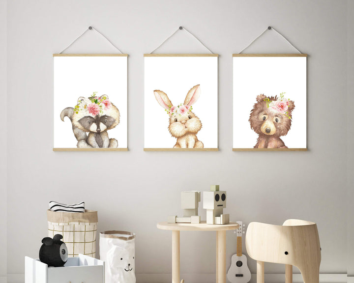 Woodland nursery decor - Girl woodland nursery - Animal printable wall art - Blush woodland animal set - Girl room wall art - Blush pink nursery art print baby nursery bedroom decor