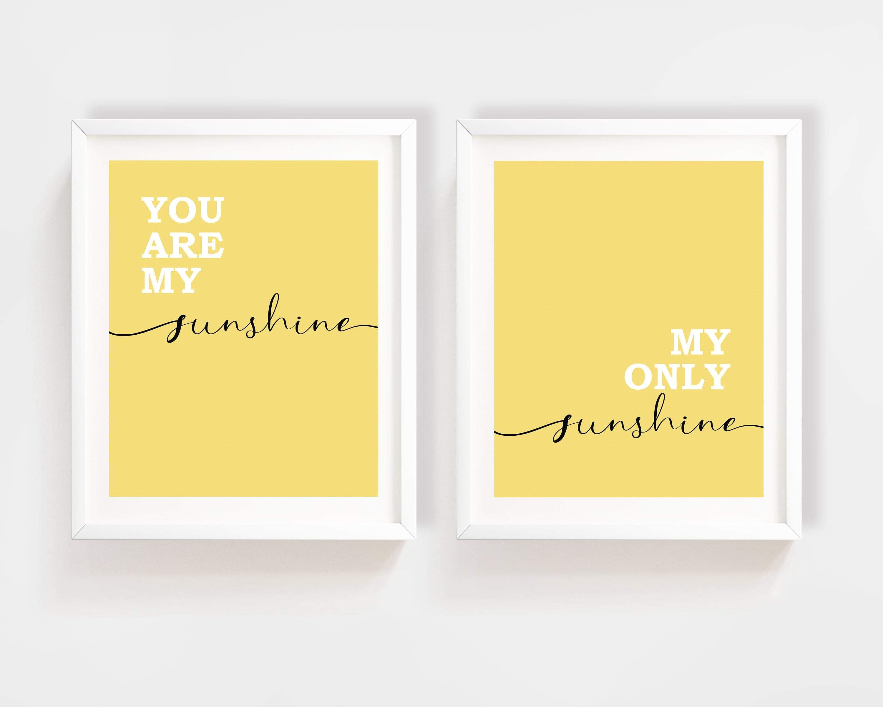 You are my sunshine wall art - Sunshine sign - Sunshine prints  - Yellow wall art - Yellow nursery prints - Nursery quotes printable - H1975 nursery art print baby nursery bedroom decor