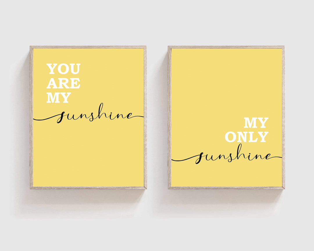 You are my sunshine wall art - Sunshine sign - Sunshine prints  - Yellow wall art - Yellow nursery prints - Nursery quotes printable - H1975 nursery art print baby nursery bedroom decor
