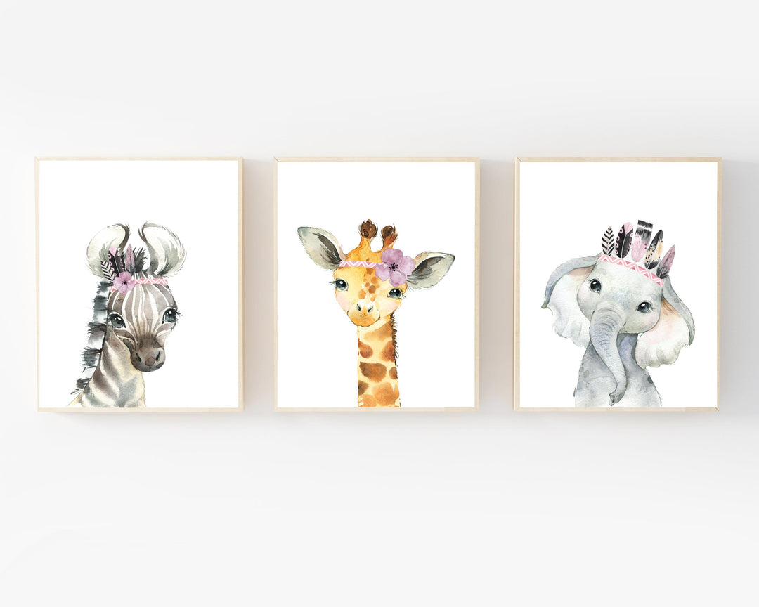Zoo animals Wall Art Prints | Set of 3 prints | Kids Nursery Wall Art Prints nursery art print baby nursery bedroom decor
