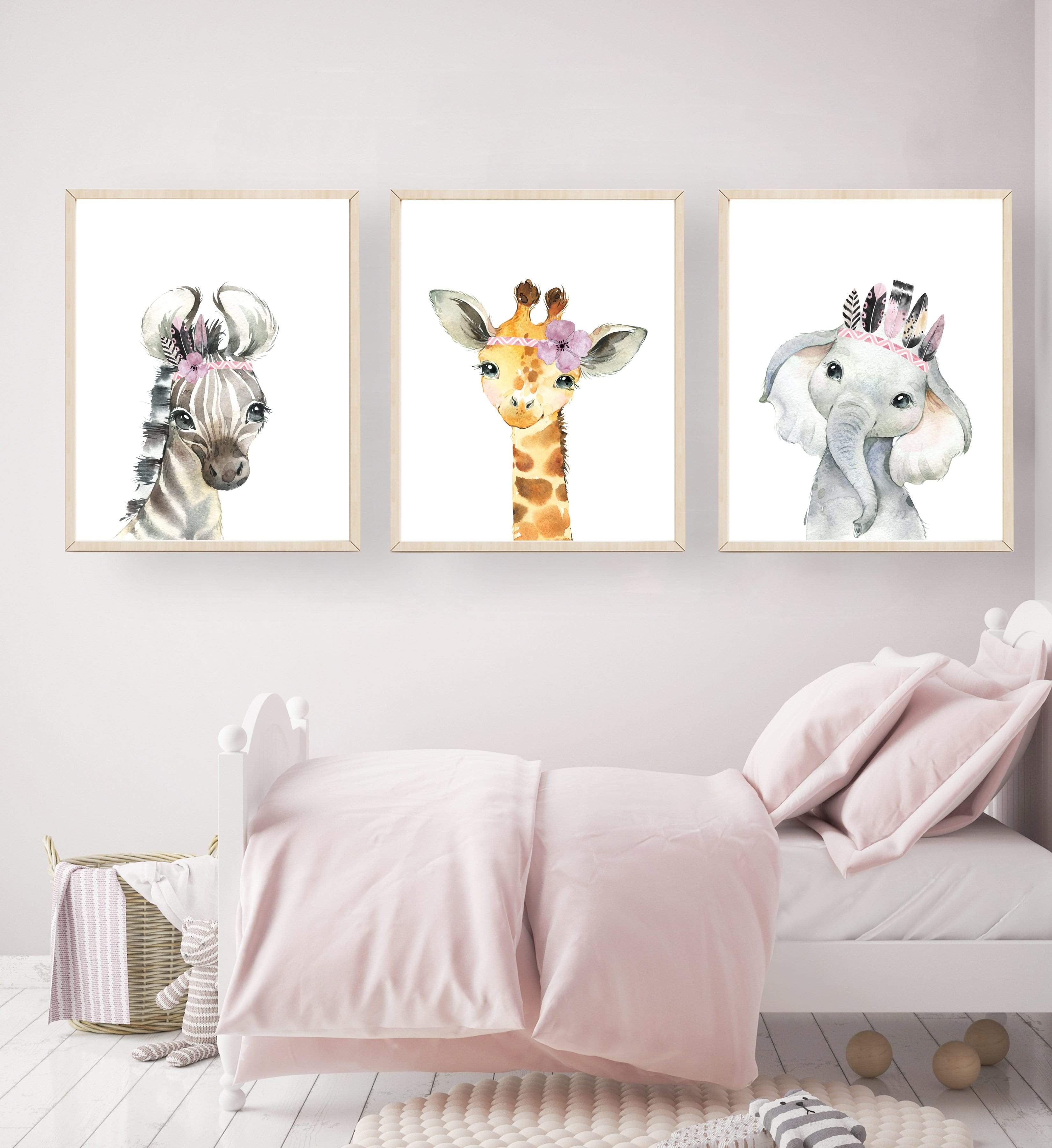 Zoo animals Wall Art Prints | Set of 3 prints | Kids Nursery Wall Art Prints nursery art print baby nursery bedroom decor