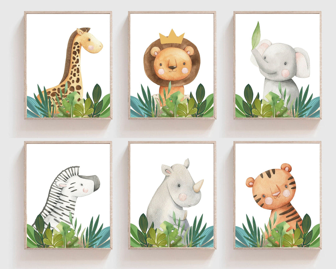 nursery art print baby nursery bedroom decor Safari nursery decor boy - Safari animal prints - Baby boy nursery - Safari baby animal prints - Watercolor animals - Boy nursery prints