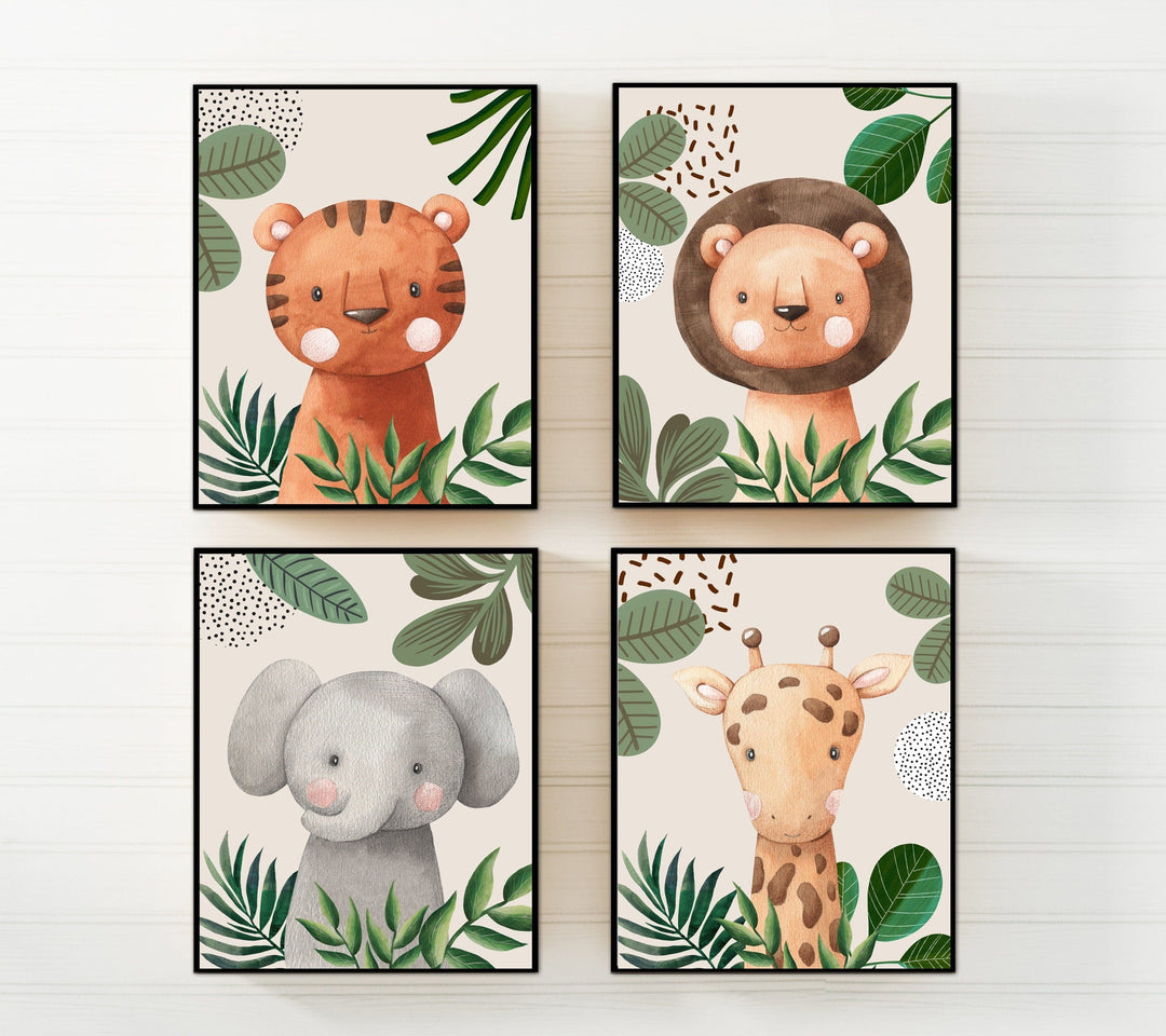 nursery art print baby nursery bedroom decor Safari Nursery print - Nursery decor safari - Boho Jungle nursery - Safari wall prints - Nursery wall prints - Set of 4 wall prints - H2767