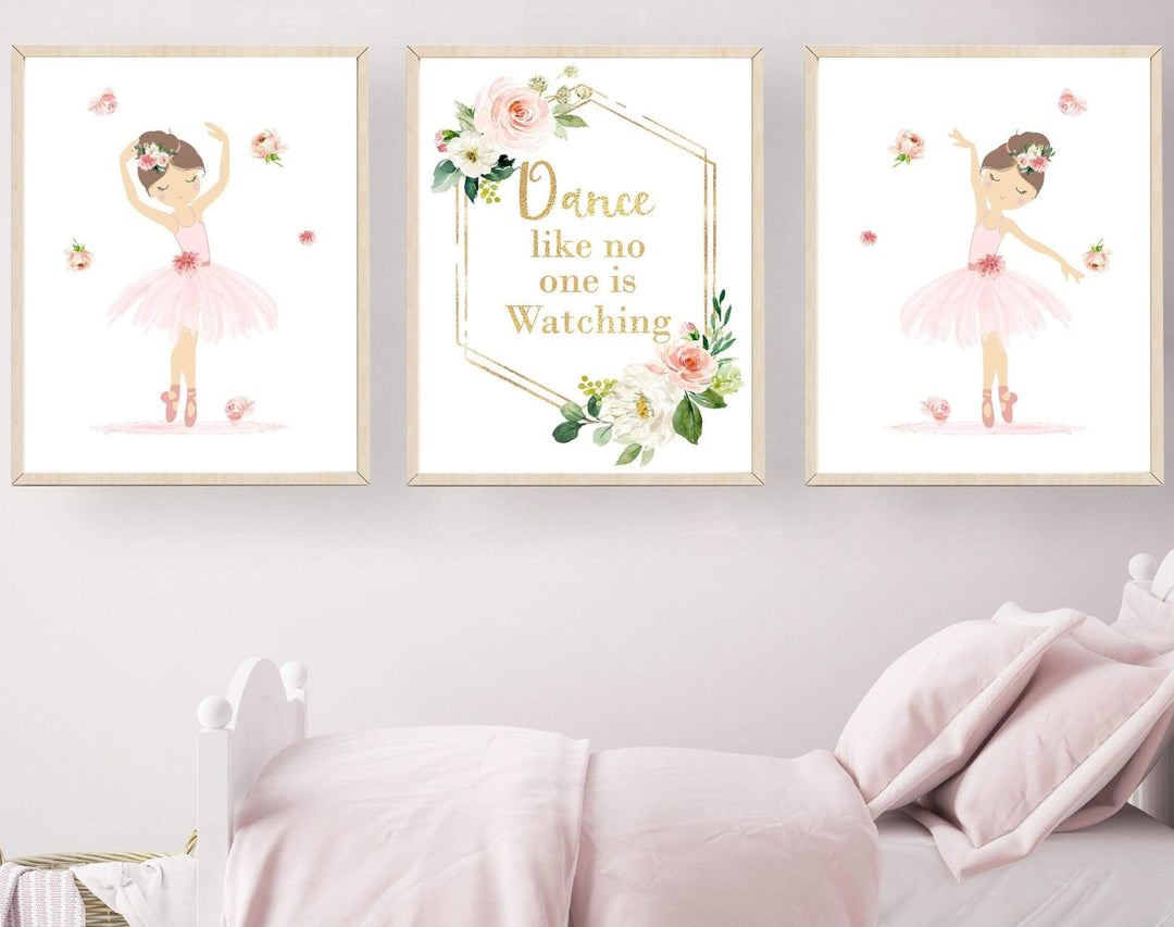 Set of 3 prints - Ballerina wall art - Ballerina Nursery Art - Girls Nursery Decor - Pink Nursery prints - Set of 3 wall art- H2151 nursery art print baby nursery bedroom decor