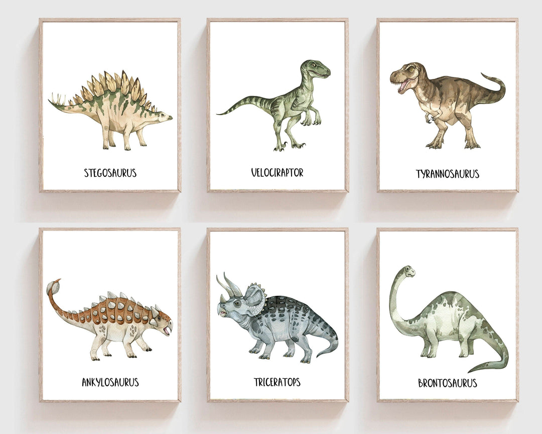 nursery art print baby nursery bedroom decor Set of 6 Dinosaur wall art - Boy room wall art - Nursery boy prints - Dinosaur Decor - T-Rex print - Nursery Dinosaur art - Dino wall art