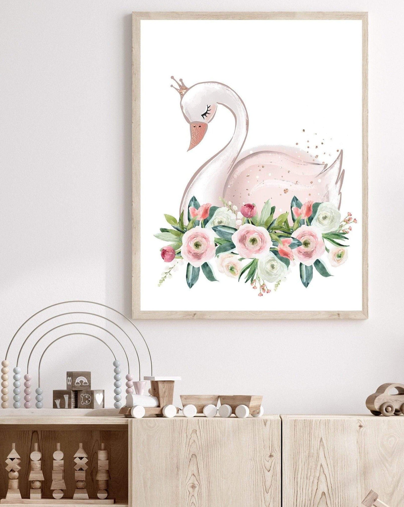 Swan print - Swan nursery art - Girls room decor - Blush pink wall art - Swan wall art - Baby girl nursery - Swan poster - Swan wall decor nursery art print baby nursery bedroom decor