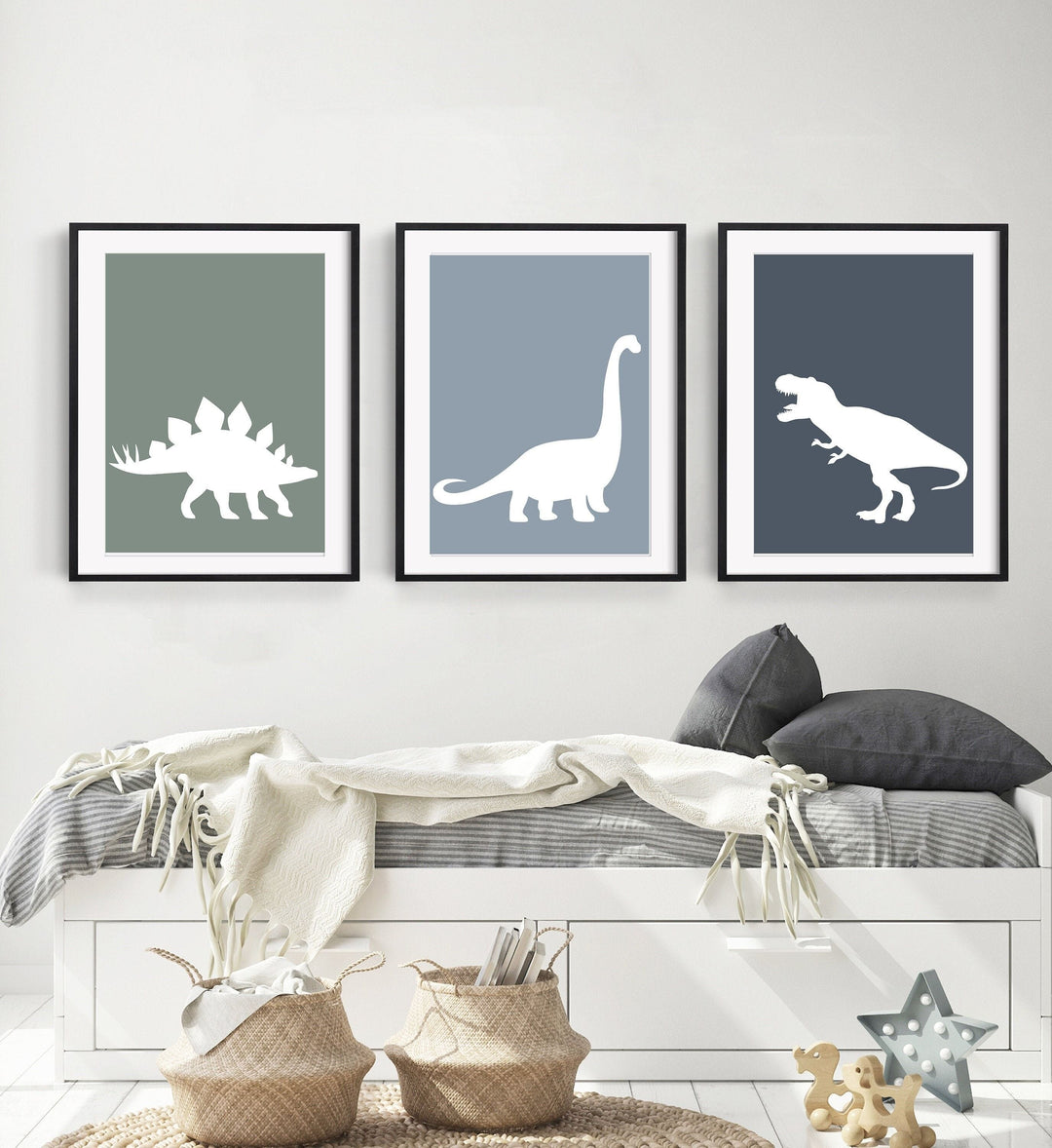 Toddler wall art - Dinosaur art print - Printable dinosaur art - Dino poster - Gift for Toddler boy - Set of 3 prints - Dinosaur poster nursery art print baby nursery bedroom decor