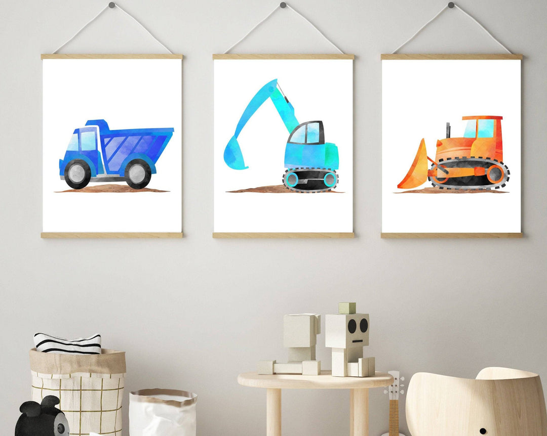 nursery art print baby nursery bedroom decor Truck prints - Construction nursery decor - Truck printables - Truck prints boys room - Baby boy nursery - Truck poster set of 3 prints