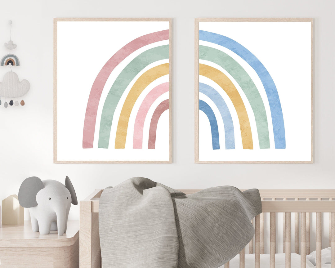 nursery art print baby nursery bedroom decor Twins nursery wall art - Boy Girl twins - Twin rainbow babies - Twins room decor - Twins gift - Printable twin - Set of 2 - Twin poster