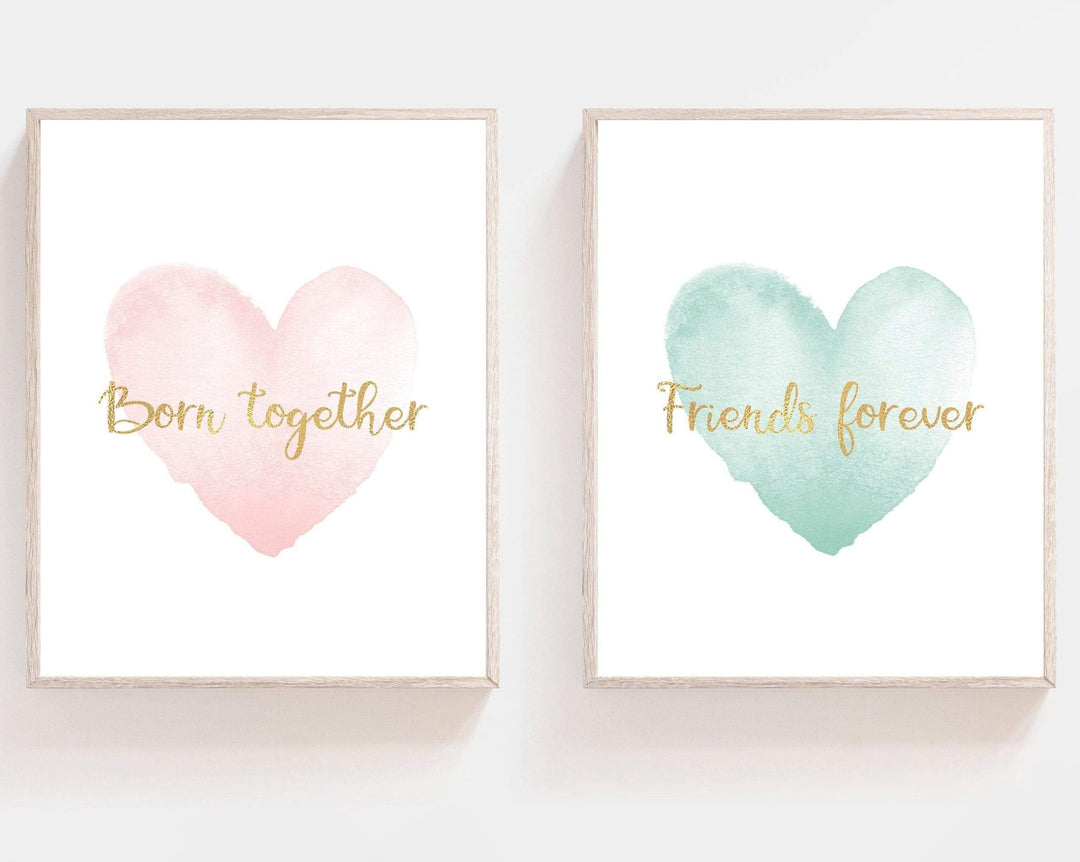 Twins nursery wall art - Twins print - Twins baby printable - Twin baby art - Twins wall art - Twin girl wall decor - Twin girl gift - H2207 nursery art print baby nursery bedroom decor