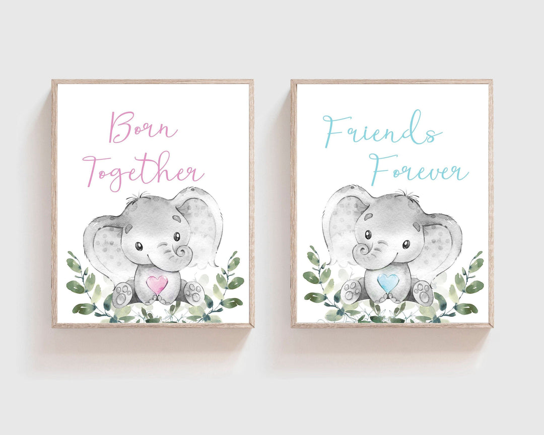 Twins wall art prints - Boy girl Twins - Twins nursery art - Pink and Blue Twin Nursery - Gift for Twins - Twins nursery decor - H1522 nursery art print baby nursery bedroom decor