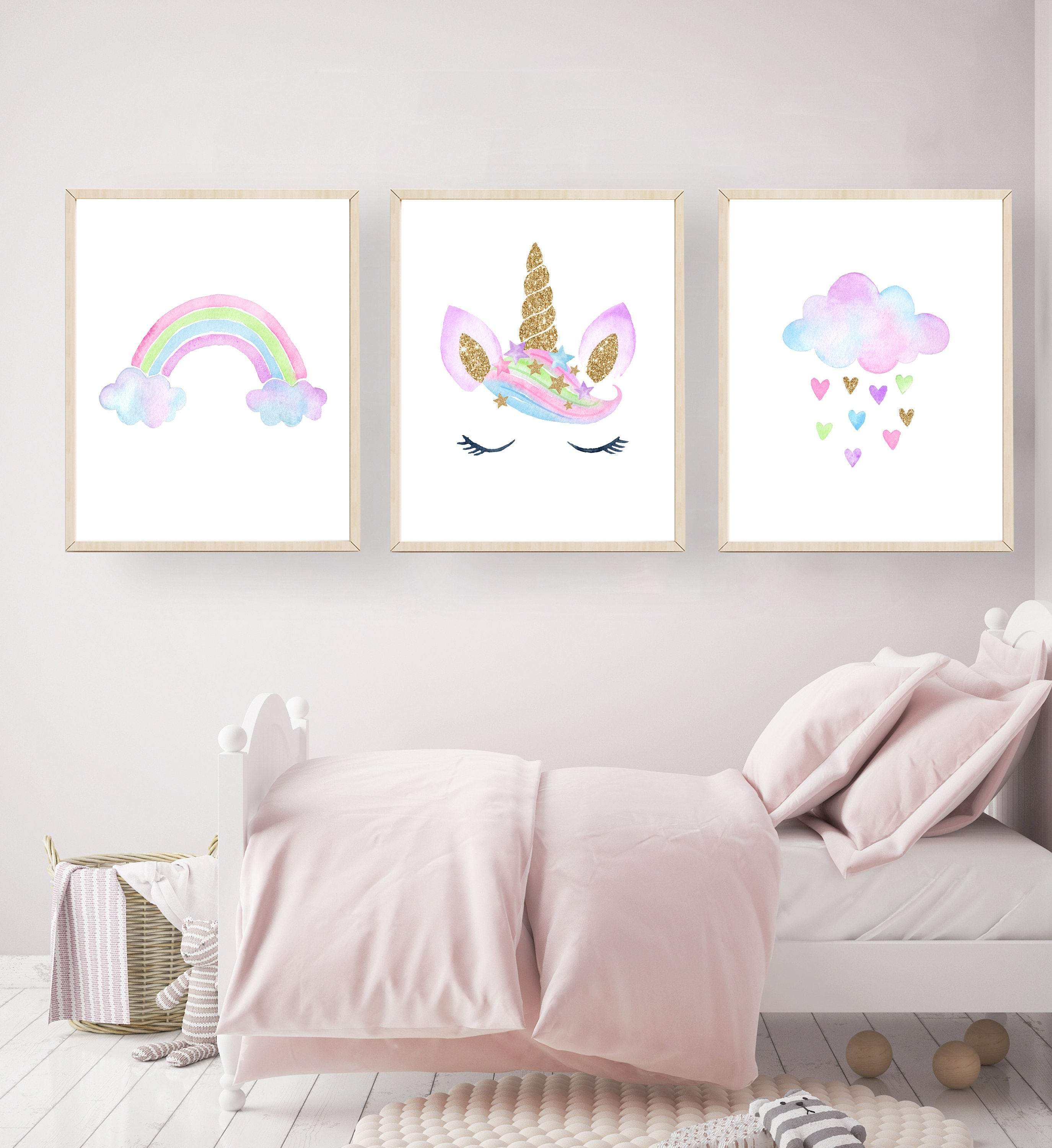 Unicorn printable wall art - Unicorn nursery print - Baby girl wall art - Pastel unicorn - Watercolor unicorn print - Unicorn wall art nursery art print baby nursery bedroom decor