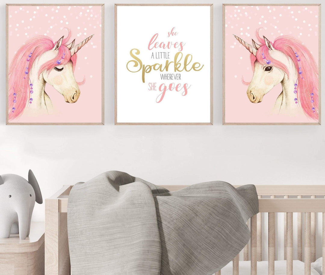 nursery art print baby nursery bedroom decor Unicorn prints - Unicorn decor - Unicorn wall art set - Unicorn wall decor - Girls room decor - Pink blush - Unicorn face - Nursery wall art