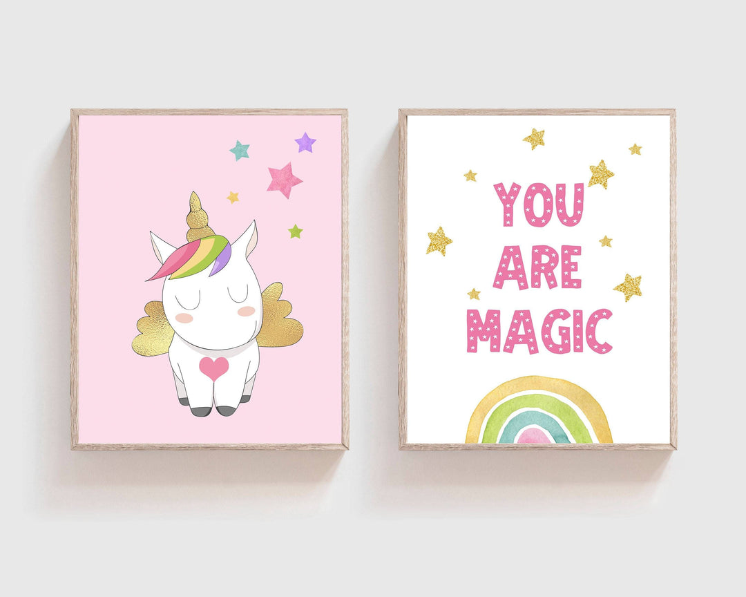 nursery art print baby nursery bedroom decor Unicorn wall art - Unicorn nursery decor girl - Pink unicorn poster - Printable unicorn art - Unicorn art for girls room - You are magic