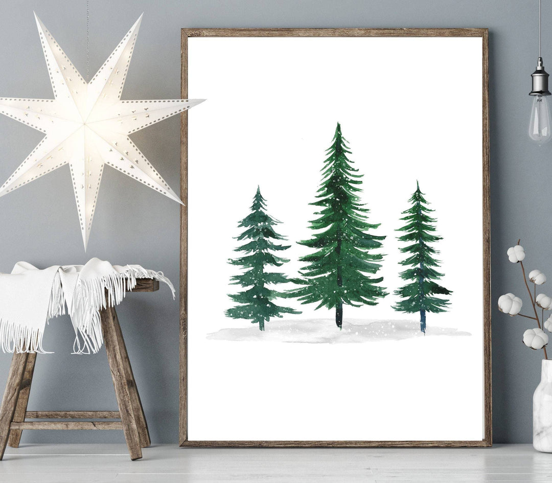 nursery art print baby nursery bedroom decor Winter prints - Winter wall art - Christmas decoration - Pine tree art print - Christmas decor - Tree printable - DIGITAL DOWNLOAD - H2607