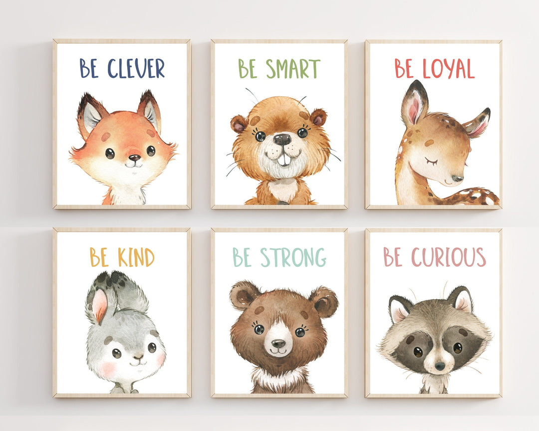 nursery art print baby nursery bedroom decor Woodland animal prints - Nursery woodland animals - Woodland nursery decor - Gender neutral decor - Baby animal wall art - Inspirational