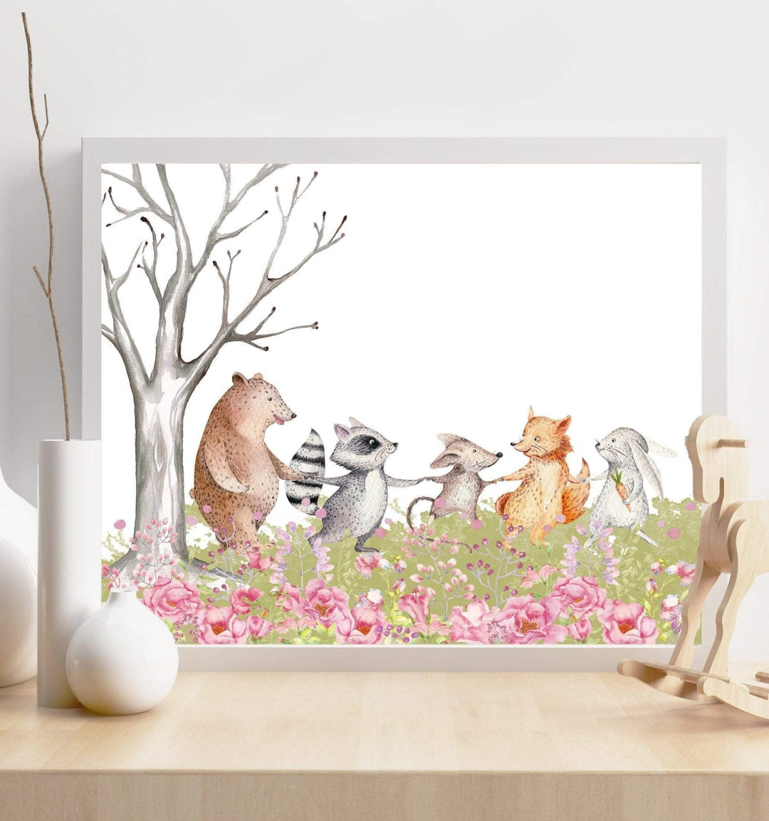 nursery art print baby nursery bedroom decor Woodland art print - Printable girls room - Baby girl nursery wall art - Woodland nursery decor girl - Girl nursery decor - Girl gifts