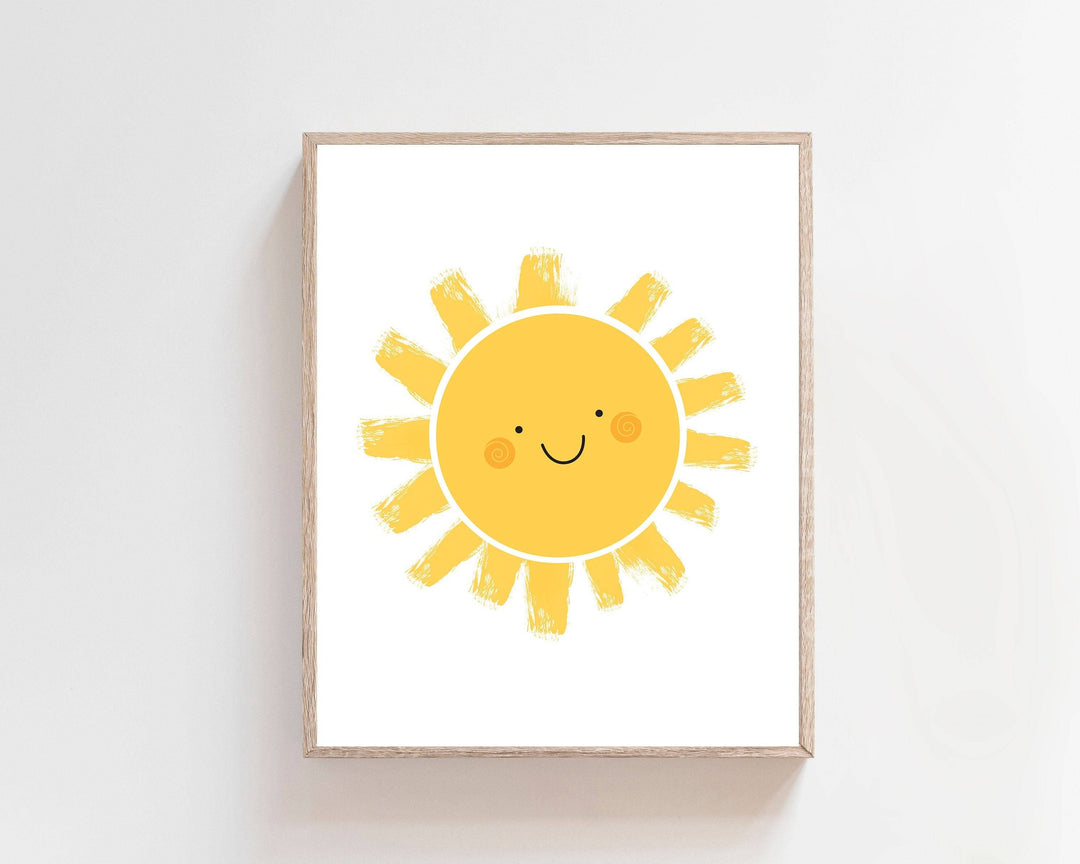 nursery art print baby nursery bedroom decor Yellow sun printable art, smile sun print for Kids room, Sun poster, Kids playroom poster, Nursery sun wall art Downloadable file - H1207